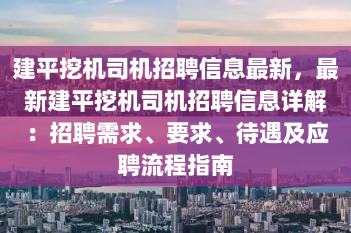 建平挖机司机招聘信息最新，最新建平挖机司机招聘信息详解：招聘需求、要求、待遇及应聘流程指南