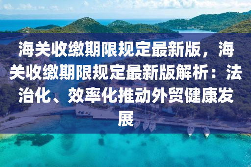 海关收缴期限规定最新版，海关收缴期限规定最新版解析：法治化、效率化推动外贸健康发展