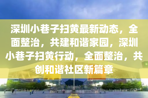 深圳小巷子扫黄最新动态，全面整治，共建和谐家园，深圳小巷子扫黄行动，全面整治，共创和谐社区新篇章