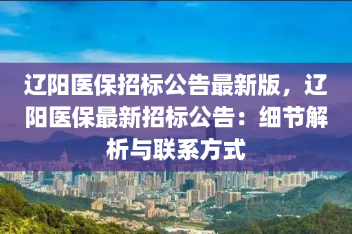 辽阳医保招标公告最新版，辽阳医保最新招标公告：细节解析与联系方式