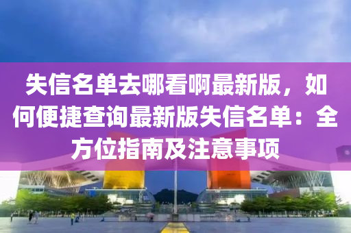 失信名单去哪看啊最新版，如何便捷查询最新版失信名单：全方位指南及注意事项