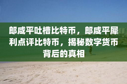 郎咸平吐槽比特币，郎咸平犀利点评比特币，揭秘数字货币背后的真相