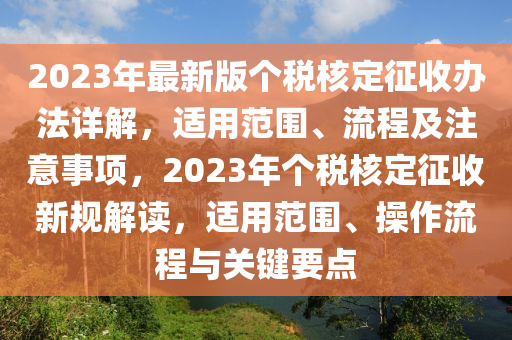 2023年最新版个税核定征收办法详解，适用范围、流程及注意事项，2023年个税核定征收新规解读，适用范围、操作流程与关键要点