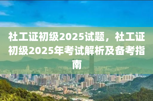 社工证初级2025试题，社工证初级2025年考试解析及备考指南