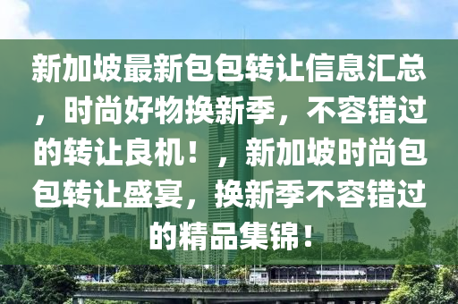 新加坡最新包包转让信息汇总，时尚好物换新季，不容错过的转让良机！，新加坡时尚包包转让盛宴，换新季不容错过的精品集锦！