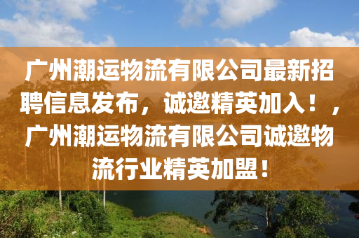 广州潮运物流有限公司最新招聘信息发布，诚邀精英加入！，广州潮运物流有限公司诚邀物流行业精英加盟！