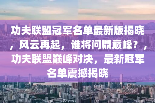 功夫联盟冠军名单最新版揭晓，风云再起，谁将问鼎巅峰？，功夫联盟巅峰对决，最新冠军名单震撼揭晓