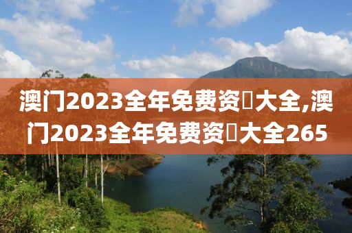 澳门2023全年免费资枓大全,澳门2023全年免费资枓大全265