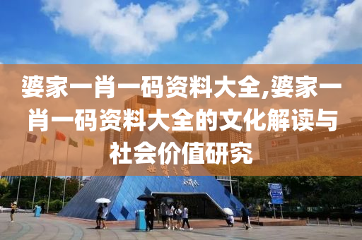 婆家一肖一码资料大全,婆家一肖一码资料大全的文化解读与社会价值研究