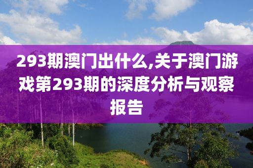 293期澳门出什么,关于澳门游戏第293期的深度分析与观察报告