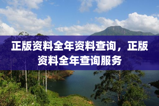 正版资料全年资料查询，正版资料全年查询服务